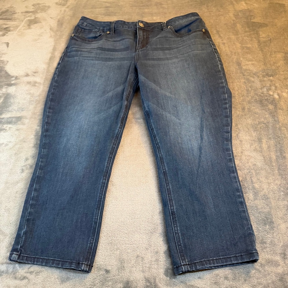 Seven7 Skinny Jeans‎ Blue Wash Crop Capri Denim Pants Womens size 12 32x22"